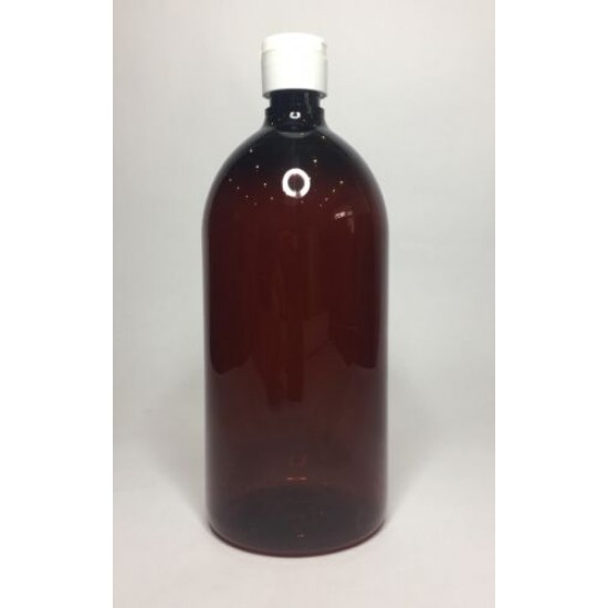 1000ml (1L) Amber PET Sirop Bottle with White Flip Top Cap