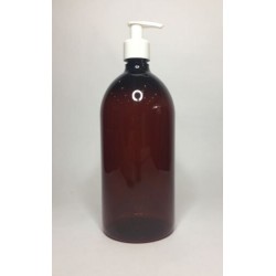 1000ml (1L) Amber PET Sirop Bottle with White Lotion Pump
