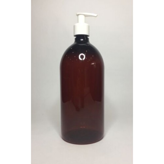 1000ml (1L) Amber PET Sirop Bottle with White Lotion Pump