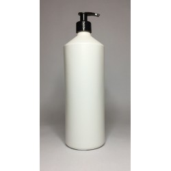 1000ml (1L) white HDPE Swipe Bottle with Black Lotion Pump