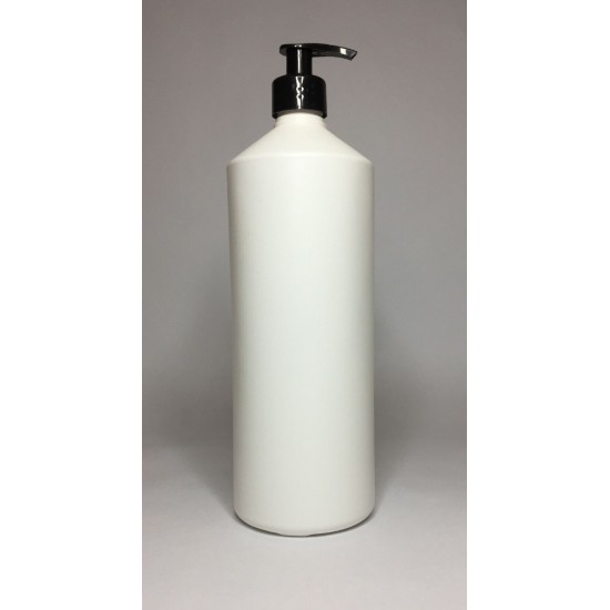 1000ml (1L) white HDPE Swipe Bottle with Black Lotion Pump
