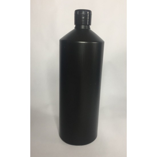 1000ml (1L) Black HDPE Swipe Bottle with Black Flip Top Cap