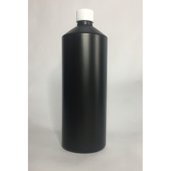 1000ml (1L) Black HDPE Swipe Bottle With White Screw Top Cap
