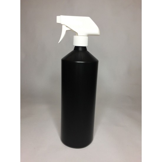 1000ml (1L) Black HDPE Swipe Bottle with White Trigger Spray