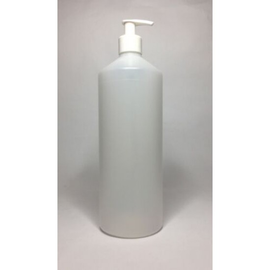 1000ml (1L) Natural HDPE Swipe Bottle with White Lotion Pump