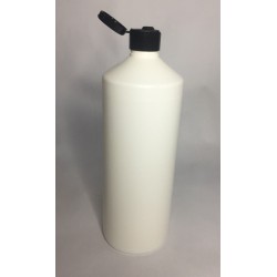 1000ml (1L) White HDPE Swipe Bottle With Black Flip Top Cap