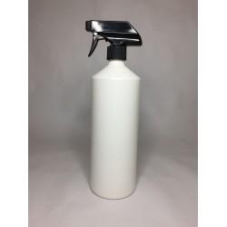 1000ml (1L) White HDPE Swipe Plastic Bottle with Black Trigger Spray