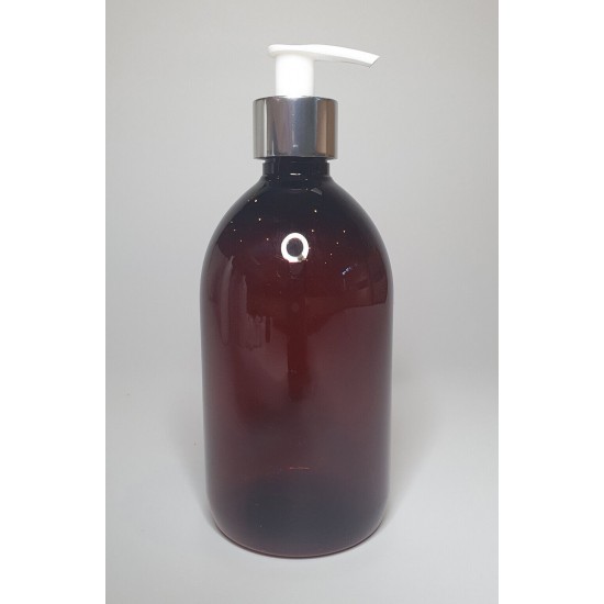 500ml Amber PET Sirop Bottle with Chrome Lotion Pump