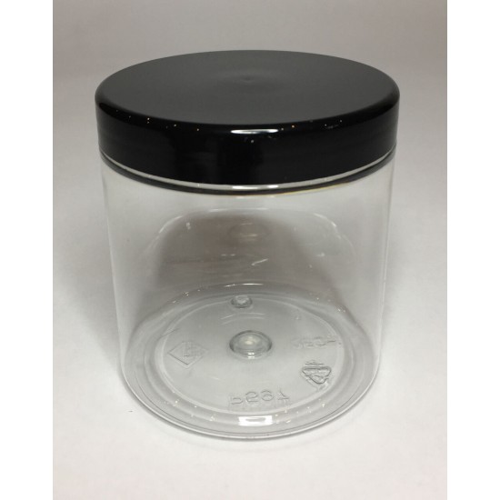 250ml Clear Plastic Jars With Black Screw On Lid