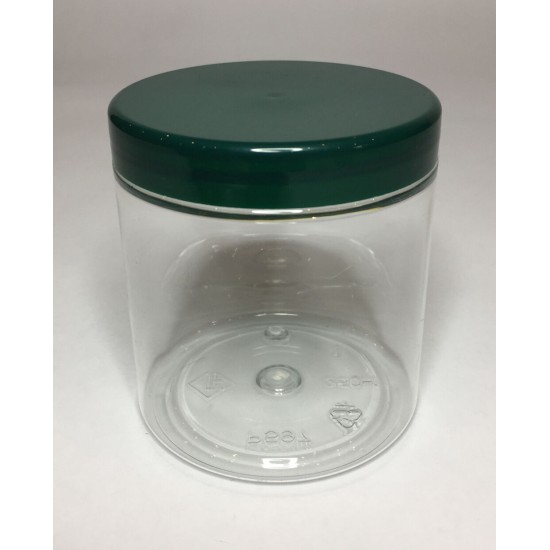 250ml Clear Plastic Jars With Green Screw On Lid