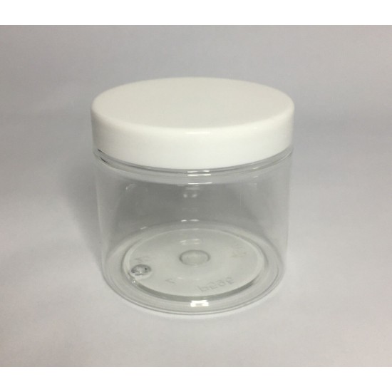 250ml Clear Plastic Jars With White Screw On Lid