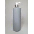 500ml Grey PET Cylinder Bottle with Chrome Silver & White Lotion Pump