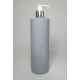 250ml Grey PET Cylinder Bottle with Chrome White Lotion Pump