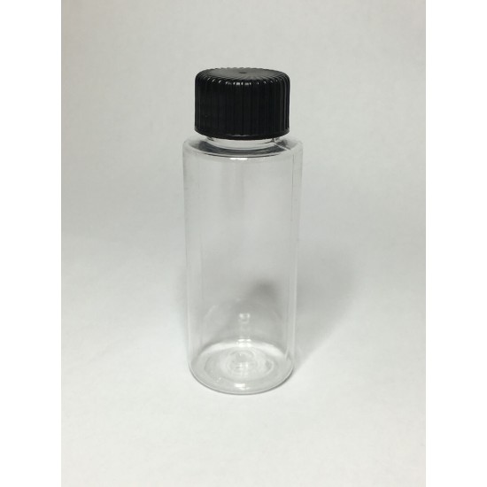 60ml Clear Plastic Cylinder Bottle & Black Cap