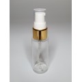 30ml Clear Plastic Cylinder Bottle & Gold Serum Pump