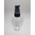 30ml Clear Plastic Cylinder Bottle & Black Serum Pump