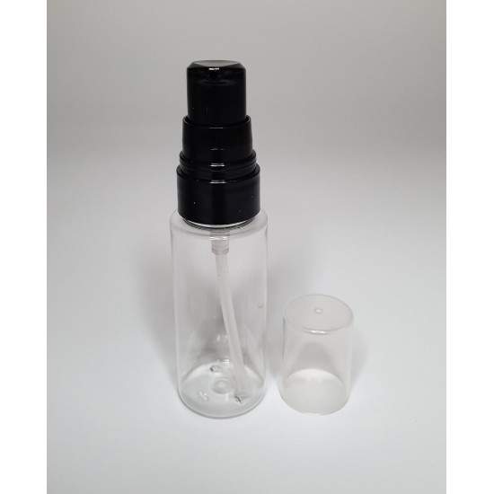 30ml Clear Plastic Cylinder Bottle & Black Serum Pump 30ml Clear Plastic Cylinder Bottle & Black Serum Pump