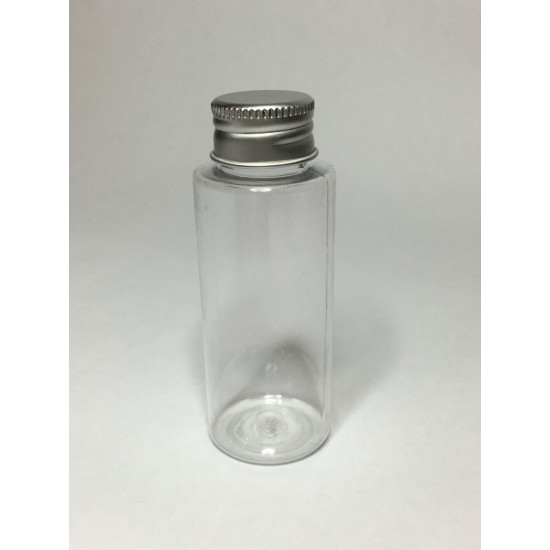 60ml Clear Plastic Cylinder Bottle & Aluminium Cap