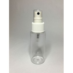 60ml Clear Plastic Cylinder Bottle & White Atomiser