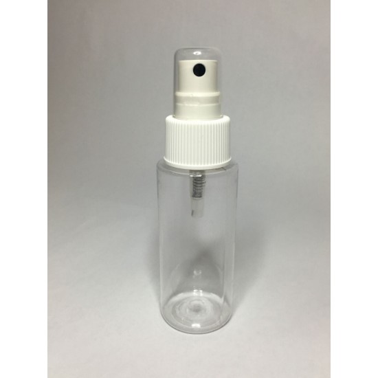 30ml Clear Plastic Cylinder Bottle & White Atomiser