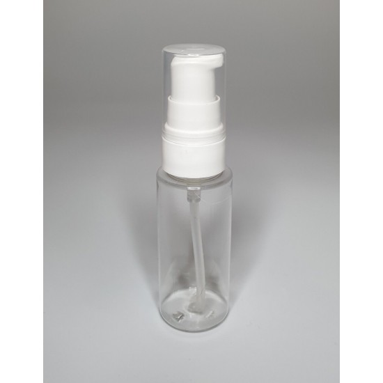 30ml Clear Plastic Cylinder Bottle & White Serum Pump