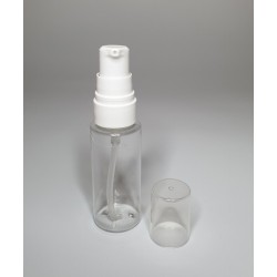 30ml Clear Plastic Cylinder Bottle & White Serum Pump