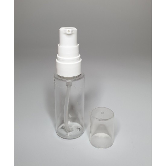 30ml Clear Plastic Cylinder Bottle & White Serum Pump