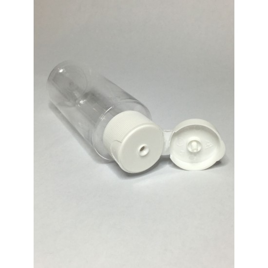 60ml Clear Plastic Cylinder Bottle & White Flip Top