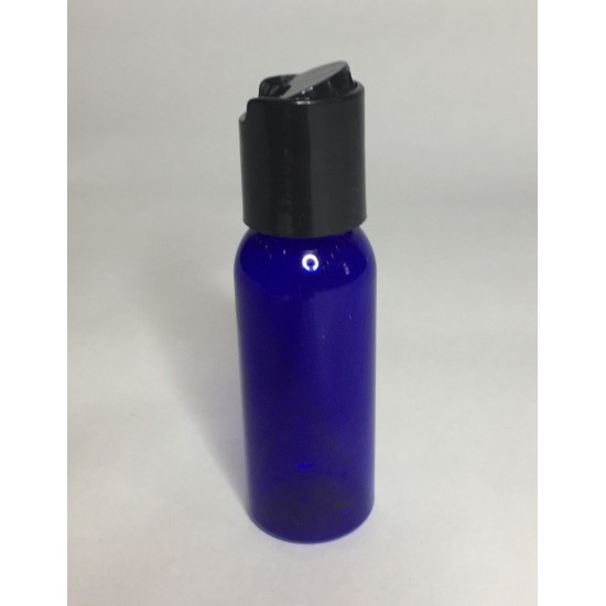 30ml PET Plastic Cobalt Blue Boston Bottles With Black Disc Top Cap