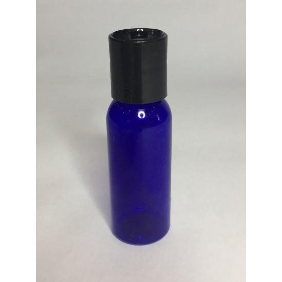 30ml PET Plastic Cobalt Blue Boston Bottles With Black Disc Top Cap