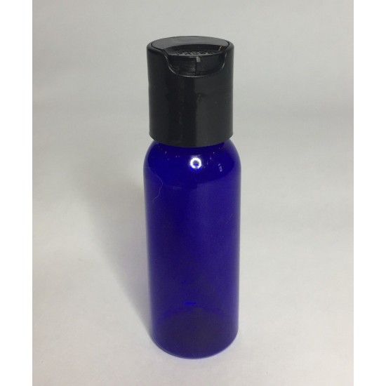 30ml PET Plastic Cobalt Blue Boston Bottles With Black Disc Top Cap