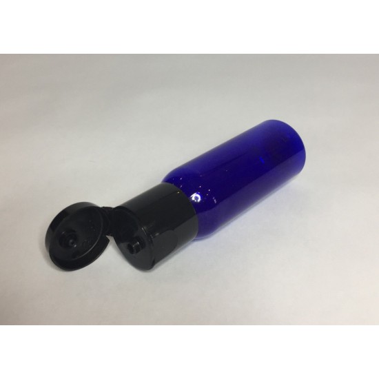 30ml PET Plastic Cobalt Blue Boston Bottles With Black Flip Top Cap