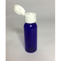 30ml PET Plastic Cobalt Blue Boston Bottles With White Flip Top Cap