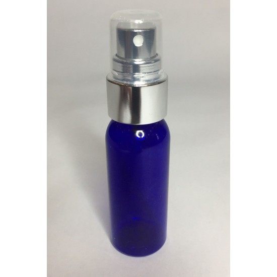30ml PET Plastic Cobalt Blue Boston Bottles & Chrome Atomiser Spray 30ml PET Plastic Cobalt Blue Boston Bottles & Chrome Atomiser Spray