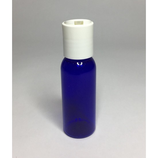 30ml PET Plastic Cobalt Blue Boston Bottles With White Disc Top Cap