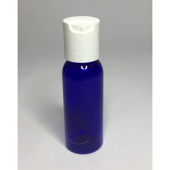 30ml PET Plastic Cobalt Blue Boston Bottles With White Disc Top Cap 30ml PET Plastic Cobalt Blue Boston Bottles With White Disc Top Cap