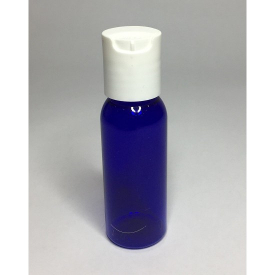 30ml PET Plastic Cobalt Blue Boston Bottles With White Disc Top Cap