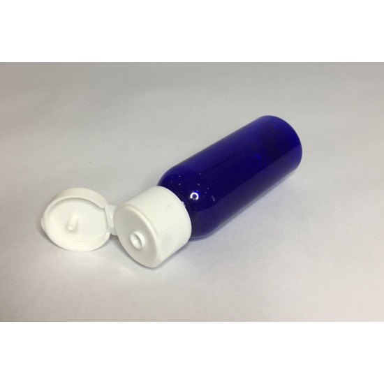 30ml PET Plastic Cobalt Blue Boston Bottles With White Flip Top Cap