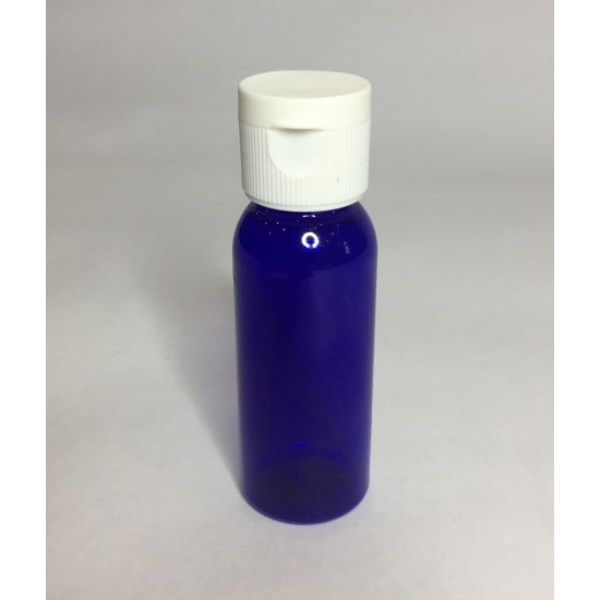 30ml PET Plastic Cobalt Blue Boston Bottles With White Flip Top Cap