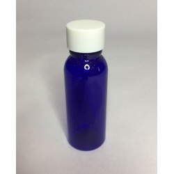 30ml PET Plastic Cobalt Blue Boston Bottles With White Ribbed Cap