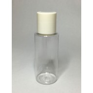 100ml Clear Plastic Cylindrical Bottles with White Disc Top Cap