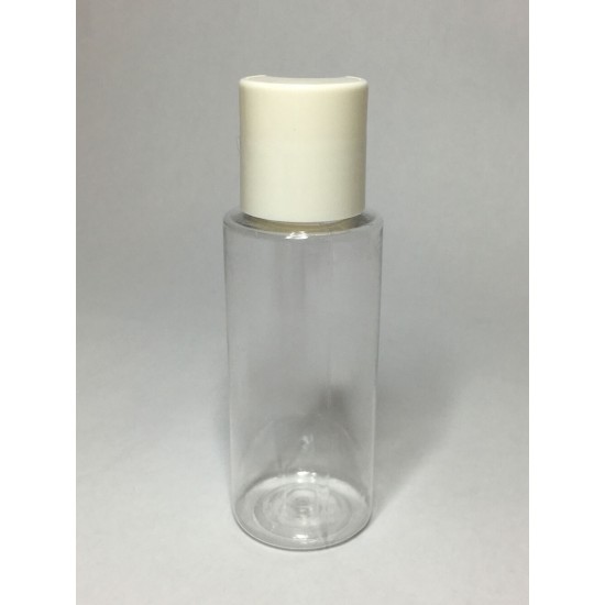 60ml Clear Plastic Cylinder Bottle & White Disc Cap