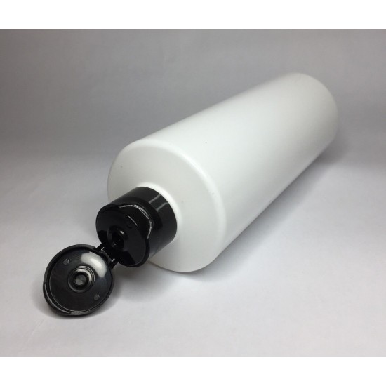 250ml White Cylinder Bottle with Black Flip Top