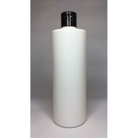 250ml White Cylinder Bottle with Black Flip Top