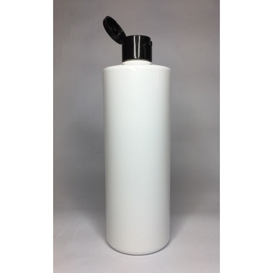 250ml White Cylinder Bottle with Black Flip Top