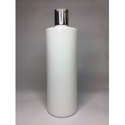500ml White Cylinder Bottle with Chrome Disc Top