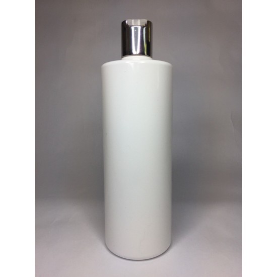 250ml White Cylinder with Shiny Silver Disc Top