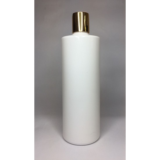 500ml White Cylinder Bottle with Shiny Gold Disc Top