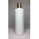 500ml White Cylinder Bottle with Shiny Gold Disc Top