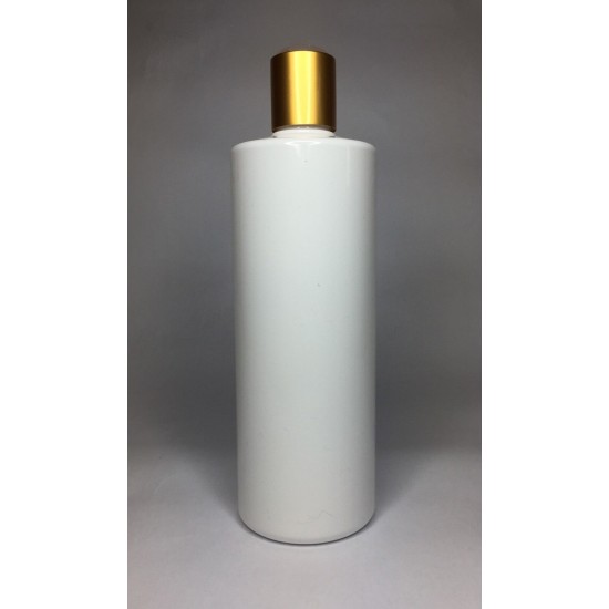 250ml White Cylinder Bottle with Matt Gold Disc Top